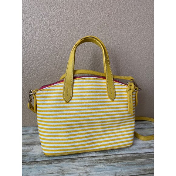 Dooney & Bourke Zip Zip Dome Satchel Sunflower Stripe Coated Canvas Purse - Picture 4 of 16